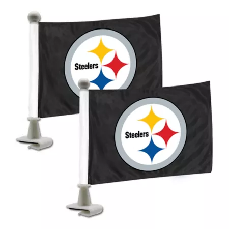 FanMats Pittsburgh Steelers Ambassador Flags 2 Pack Vehicle Emblems & Decals