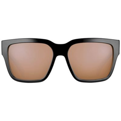 Image showing  Unisex Adult Polycarbonate Rectangular Harper Sunglasses, Polarized, Black, Copper Silver