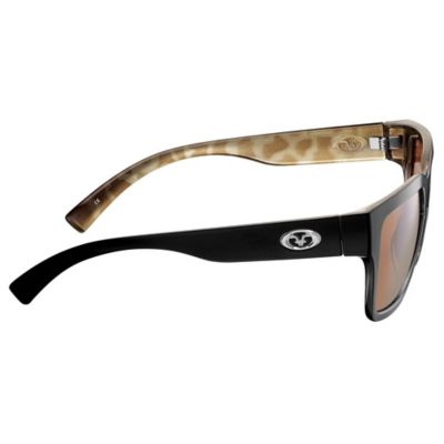 Image showing  Unisex Adult Polycarbonate Rectangular Harper Sunglasses, Polarized, Black, Copper Silver