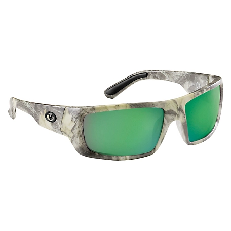 Flying Fisherman Sargasso Polarized Sunglasses - Matte Camo/Amber Green Mirror