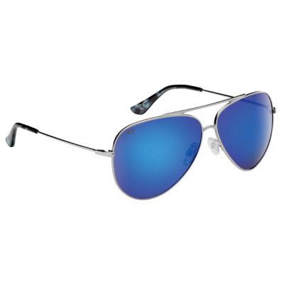 Flying Fisherman Crew Polarized Sunglasses, Silver, Smoke Blue