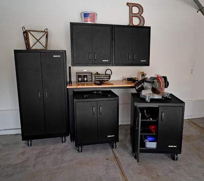 Image showing  Base Cabinet with 3 Drawers and 1 Shelf - Stack-On Welded Steel Garage Storage, GCB-3DR-BB