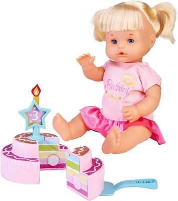 Nenuco Baby Doll with Birthday Cake, Cute Dress, Birthday Crown, 14.5 cm, 700016283