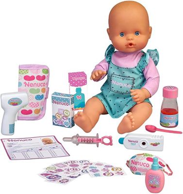 Nenuco Are You Sick Soft Doll with Thermometer, Medicine Accessories, 14.5 cm, 700016658