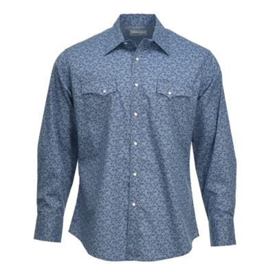 Wrangler Men's Wrancher Print Long-Sleeve Button-Down Shirt, 112342040