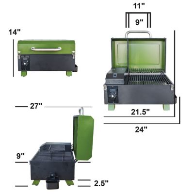 Image showing 9 th Sportsman Series 256 sq. in. Portable Electric Start Wood Pellet Grill and Smoker, Green