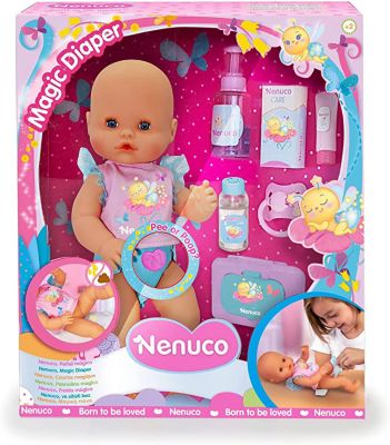 Nenuco Magic Diaper Baby Doll with Magic Diaper, Colored Lights, 14.5 cm, 700017205