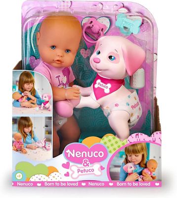 Nenuco Baby Doll with Companion Puppy, Accessories For Baby and Puppy, 14.5cm