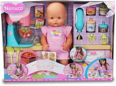 Nenuco Super Meals Baby Doll with Recipe Book, Kitchen Accessories, 2 In 1 Blender, 17.5 cm, 700016649