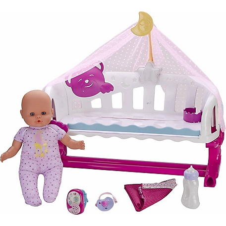 Nenuco Sleep with Me Crib with Baby Monitor Baby Doll with Baby Monitor and Crib, 14.5 cm, 700014485