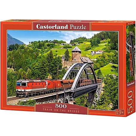 Castorland 500 pc. Jigsaw Puzzle, Train on the Bridge, Mountain Train, Adult Puzzles, B-52462