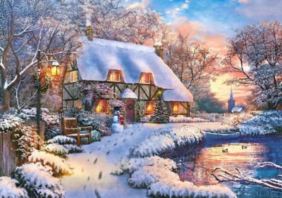 Image showing  Winter Cottage 500 Piece Jigsaw Puzzle, Adult Puzzles