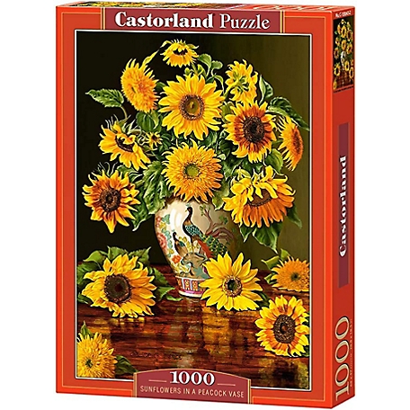 Castorland Sunflowers in a Peacock Vase 1000 pc. Jigsaw Puzzle, Adult Puzzle, C-103843-2