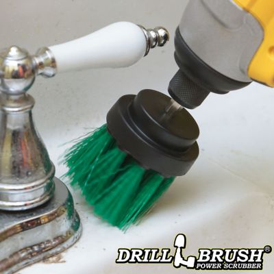 Image showing  Long Bristle Medium Stiffness Cleaning Drill Attachment Brush, Used to Clean Kitchen, Cabinet, Counter, & Linoleum
