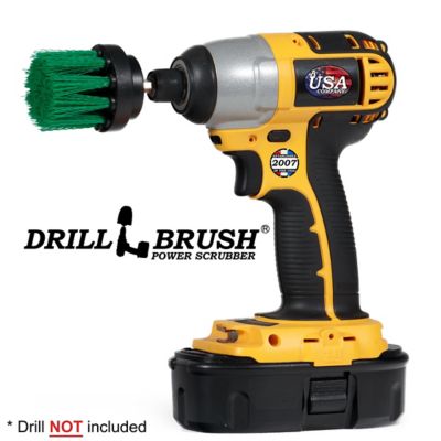 Image showing  Long Bristle Medium Stiffness Cleaning Drill Attachment Brush, Used to Clean Kitchen, Cabinet, Counter, & Linoleum