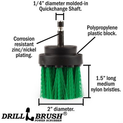 Image showing  Long Bristle Medium Stiffness Cleaning Drill Attachment Brush, Used to Clean Kitchen, Cabinet, Counter, & Linoleum