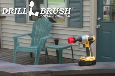 Image showing 5 th Drillbrush Stiff Bristle Deck Brush, Scrub Brush, Concrete Bird Baths, Garden Statues, Spin Brush, Granite Headstone Brush
