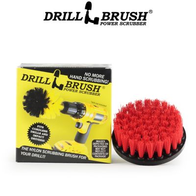 Drillbrush Outdoor Garden & Patio Scrub Brush, Clean & Remove Build Up, Deck Brush, Bird Bath, Fountain, 4IN-S-R-QC-DB
