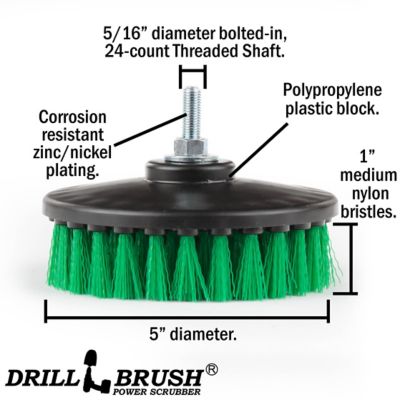 Image showing  Construction Tools, Medium Scrub Brush, Threaded, 5/16 x 24, Kitchen Cleaning Brush, 5IN-S-G-T-DB