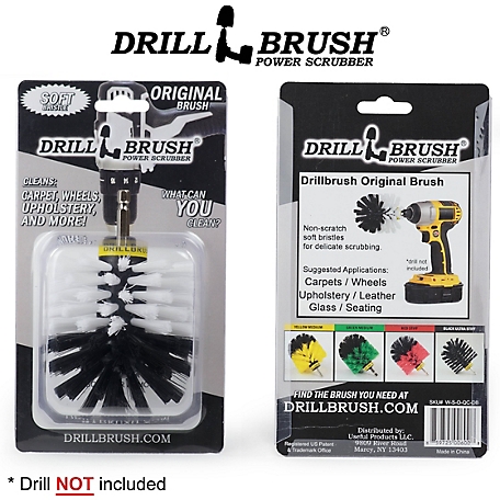 Drillbrush Wheel Brush, Soft Original Drill Brush Power Scrubber, Car, Truck, Motorcycle, Boat, Jet-Ski, Detail Brush, O-W-QC-DB