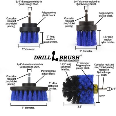 Image showing  4 Piece Spin Brush Kit for Boat, Kayak, & Watercraft, Yacht, Canoe, Jet Ski, Pontoon, Hull & Deck, B-42OS-2L-QC-DB
