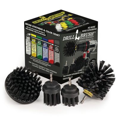 Drillbrush Grill Brush, BBQ Accessories, Ultra Stiff Nylon Power Scrub Brush Set, Graffiti Remover, K-42OS-2L-QC-DB