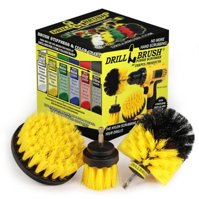 Drillbrush 3 Piece Bath Tub Scrubbing Kit, Toilet Cleaner, Grout Brush, Shower Cleaner, Tile Cleaning Brush, Y-4OS-2L-QC-DB