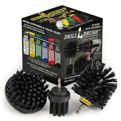 Drillbrush 3 Piece Grill Cleaning Kit, Concrete Scrubber, BBQ Cleaning, Stain Remover, Ultra Stiff Industrial Grade Cleaning