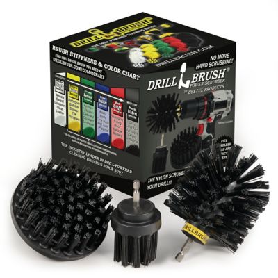 Drillbrush 3 pc. Grill Cleaning Kit, Concrete Scrubber, BBQ Cleaning, Stain Remover, Ultra Stiff Industrial Grade Cleaning