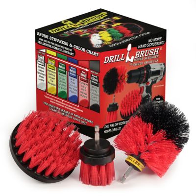 Drillbrush 3 Piece Outdoor Cleaning Kit, Deck Brush, Patio Cleaning Set, Siding Cleaner, Brick Cleaner, R-4OS-2L-QC-DB
