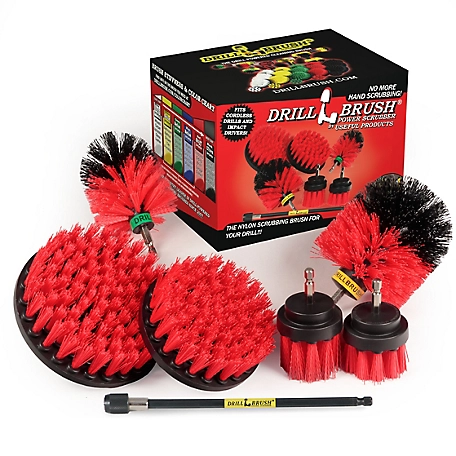 Drillbrush Ultimate Outdoor Cleaning Kit with 7 in. Extension, Stiff Bristle Brush, Garden Statues, Outdoor Water Fountain