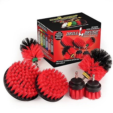 Drillbrush The Ultimate Stiff Bristle Cleaning Attachment Kit, Outdoor, Fire Pit, Fountain, Patio, R-542OMS-2L-QC-DB