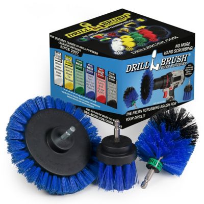 Drillbrush 3 Piece Spin Brush Pool Cleaning Kit, Pool Supplies, Slide, Deck Brush, Hot Tub, B-EMS-2L-QC-DB