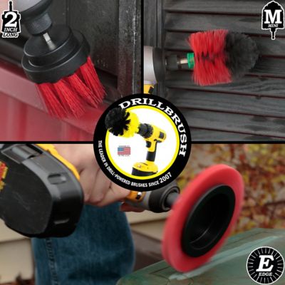 Image showing  Stiff 3 pc. Outdoor Power Scrubber Brush Kit, Garden, Patio, & Deck Cleaning, Concrete, R-EMS-2L-QC-DB