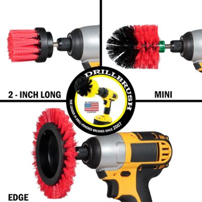 Image showing 6 th Drillbrush Stiff 3 pc. Outdoor Power Scrubber Brush Kit, Garden, Patio, & Deck Cleaning, Concrete, R-EMS-2L-QC-DB