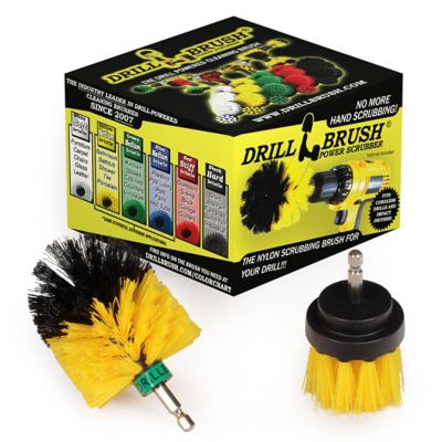 Drillbrush 2 Piece Medium Stiffness Cleaning Brush Kit for Tile, Grout, Shower, Bathtub, & General Purpose, Y-L-2M-QC-DB