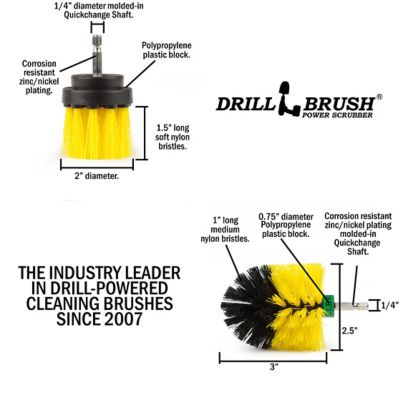 Image showing  2 Piece Medium Stiffness Cleaning Brush Kit for Tile, Grout, Shower, Bathtub, & General Purpose, Y-L-2M-QC-DB