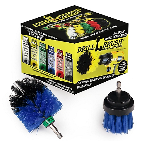 Drillbrush Small Spin Brush Pool Maintenance Set, Slide, Deck Brush, Pond Liner, Hot Tub, Spa, Pool Brush, B-L-2M-QC-DB