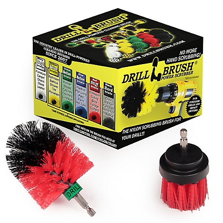 Drillbrush 2 pc. Stiff Bristle Cleaning Drillbrushes for Cleaning Siding, Brick, Stone, Fireplaces, Decks, Gutters, & More