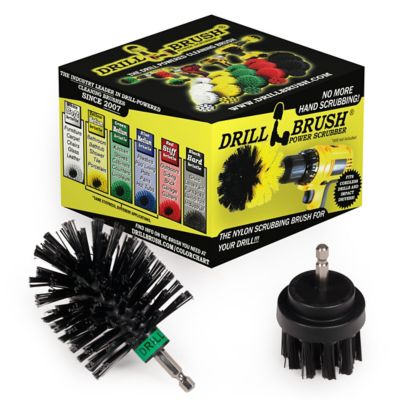 Drillbrush BBQ Grill Cleaning 2 Piece Mini Size Black Ultra Stiff Rotary Cleaning Drill Brushes used for Lodge Fireplaces, Furnaces, Baked-On Food, An