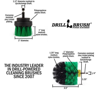 Image showing  2 Piece Medium Stiffness Rotary Cleaning Brushes, Oven, Cabinet, General Purpose Scrubbing, G-S-2O-QC-DB