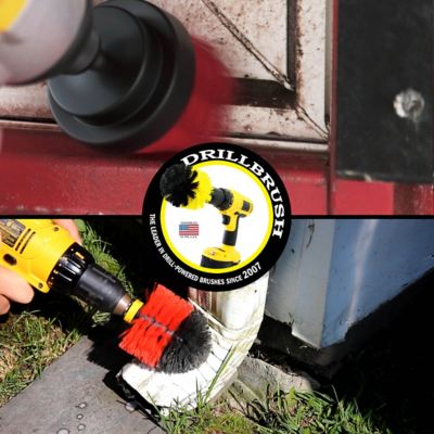 Image showing  2 pc. Stiff Bristle Cleaning Brushes for Cleaning Siding, Brick, Stone, Fireplaces, Decks, Gutters, & More