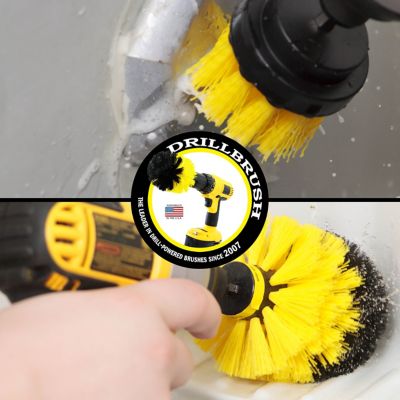 Image showing  2 Piece Medium Stiffness Cleaning Brushes for Cleaning Tile, Grout, Shower, Bathtub, & General Purpose Scrubbing