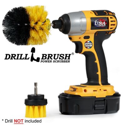 Image showing  2 Piece Medium Stiffness Cleaning Brushes for Cleaning Tile, Grout, Shower, Bathtub, & General Purpose Scrubbing