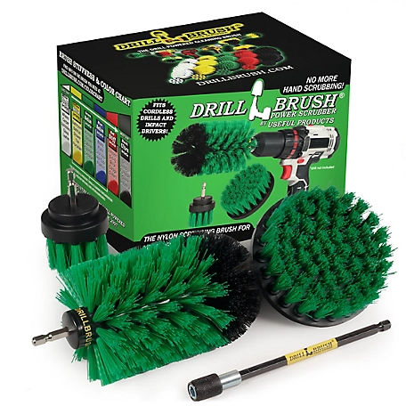 Drillbrush 4 pc. Oven Cleaning Set, Kitchen Brushes with Long Reach Extender, G-S-42J-5X-QC-DB