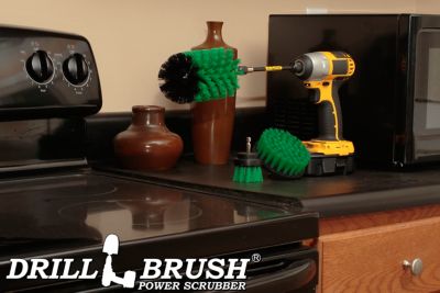 Image showing 5 th Drillbrush 4 pc. Oven Cleaning Set, Kitchen Brushes with Long Reach Extender, G-S-42J-5X-QC-DB