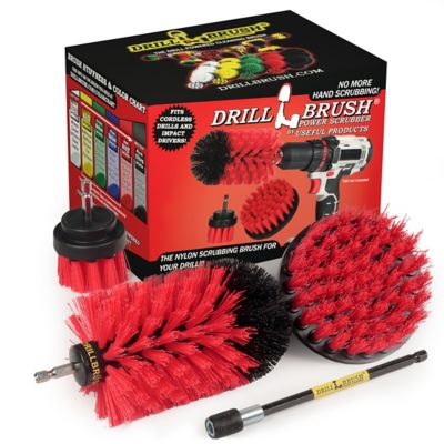 Drillbrush Multi Surface Cleaning Brushes with Long Reach Extension, Marble Cleaner Bit Brushes for Drill, R-S-42J-5X-QC-DB