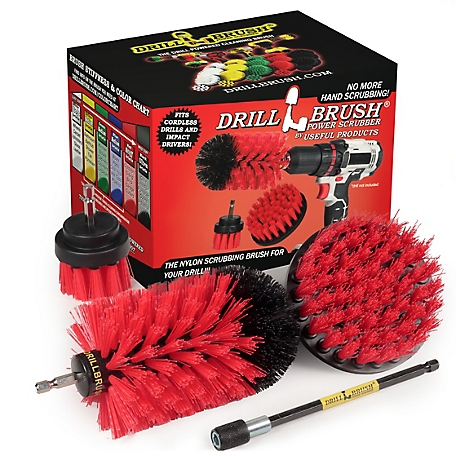 Drillbrush Multi Surface Cleaning Brushes with Long Reach Extension, Marble Cleaner Bit Brushes for Drill, R-S-42J-5X-QC-DB