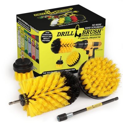 Drillbrush 4 pc. Bathroom Restoration Kit, All Purpose Cleaner with Extender, Toilet Cleaner Brush Kit, Y-S-42J-5X-QC-DB