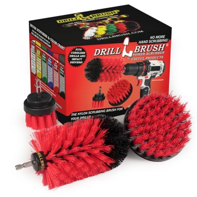 Drillbrush 3 Piece Outdoor Cleaning Kit, Garage Cleaning, Concrete Scrubber, Deck Cleaner, R-S-42J-QC-DB